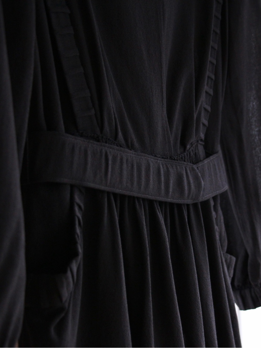 1930's Wool Crepe Little Black Day Dress - Picture 10 of 10